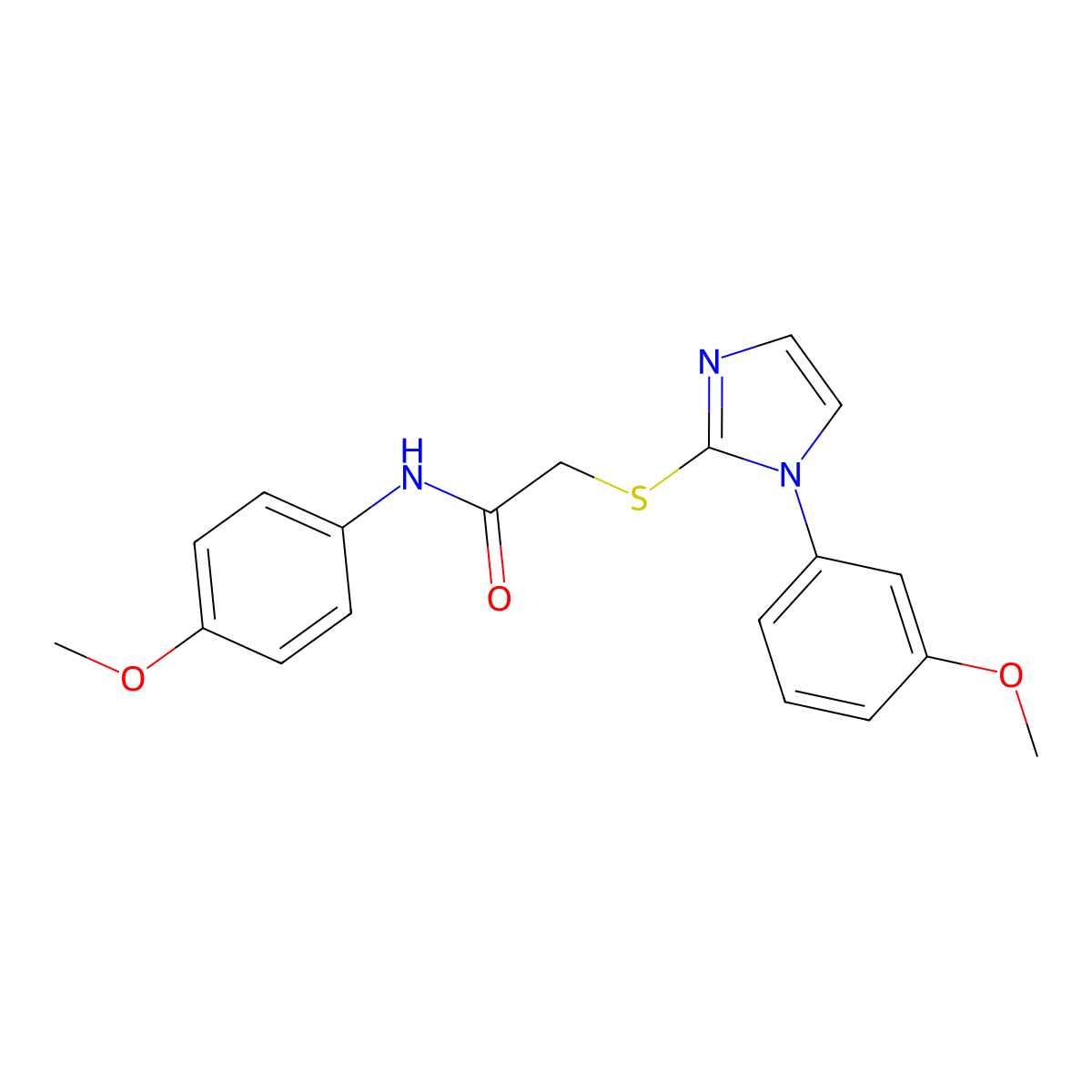 N-(4-methoxyphenyl)-2-[1-(3-methoxyphenyl)imidazol-2-yl]sulfanylacetamide molecular structure, CAS 688335-64-0