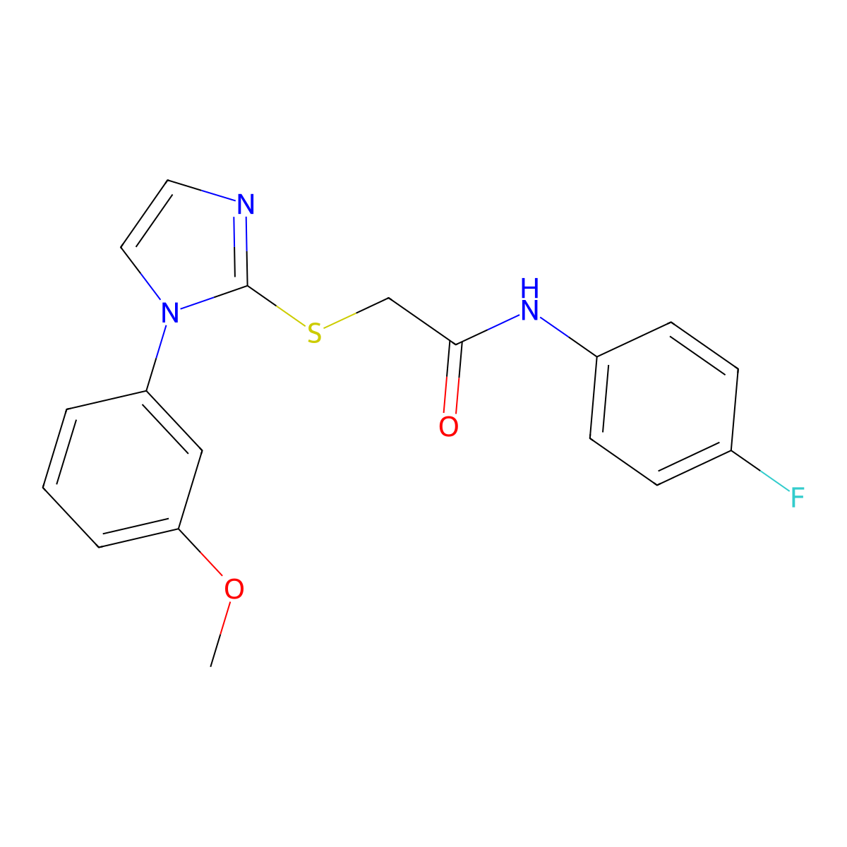 N-(4-fluorophenyl)-2-[1-(3-methoxyphenyl)imidazol-2-yl]sulfanylacetamide molecular structure, CAS 688335-65-1