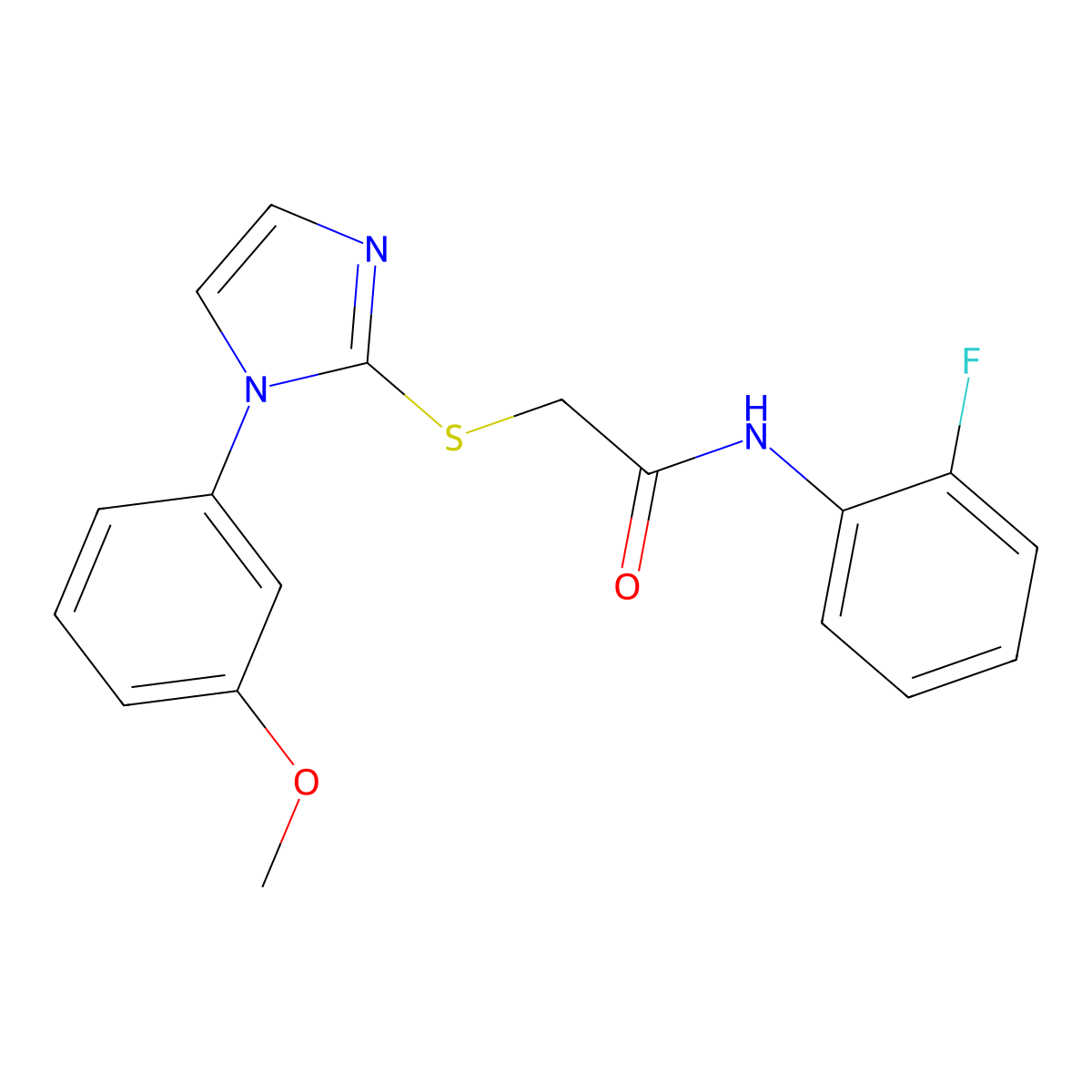 N-(2-fluorophenyl)-2-[1-(3-methoxyphenyl)imidazol-2-yl]sulfanylacetamide molecular structure, CAS 688335-66-2