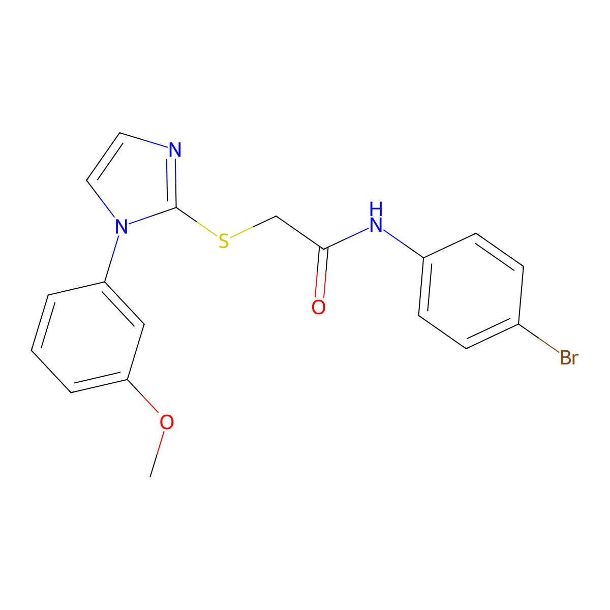 N-(4-bromophenyl)-2-((1-(3-methoxyphenyl)-1H-imidazol-2-yl)thio)acetamide molecular structure, CAS 688335-67-3