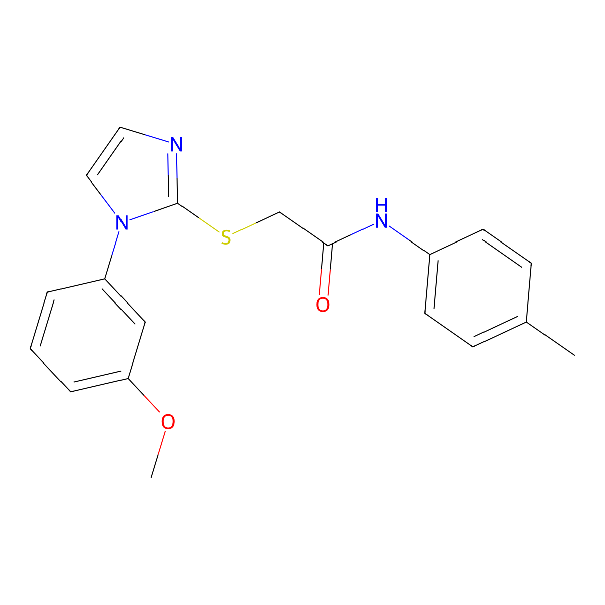 2-[1-(3-methoxyphenyl)imidazol-2-yl]sulfanyl-N-(4-methylphenyl)acetamide molecular structure, CAS 688335-68-4