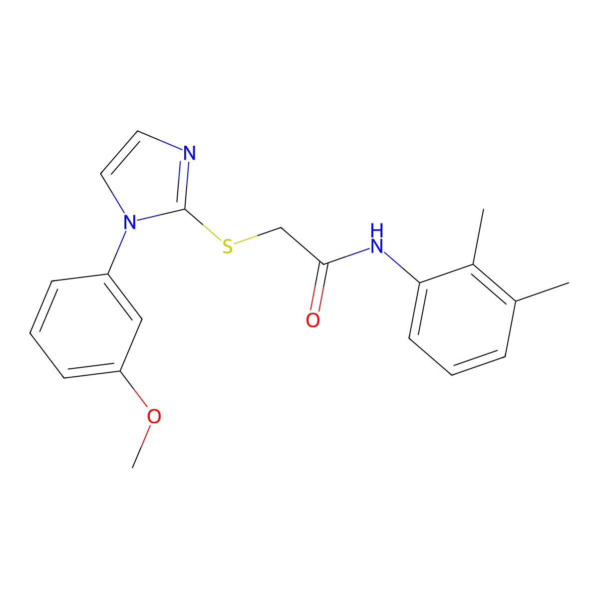 N-(2,3-dimethylphenyl)-2-[1-(3-methoxyphenyl)imidazol-2-yl]sulfanylacetamide molecular structure, CAS 688335-70-8