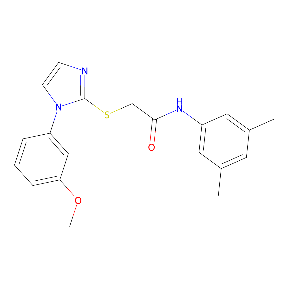 N-(3,5-dimethylphenyl)-2-((1-(3-methoxyphenyl)-1H-imidazol-2-yl)thio)acetamide molecular structure, CAS 688335-71-9
