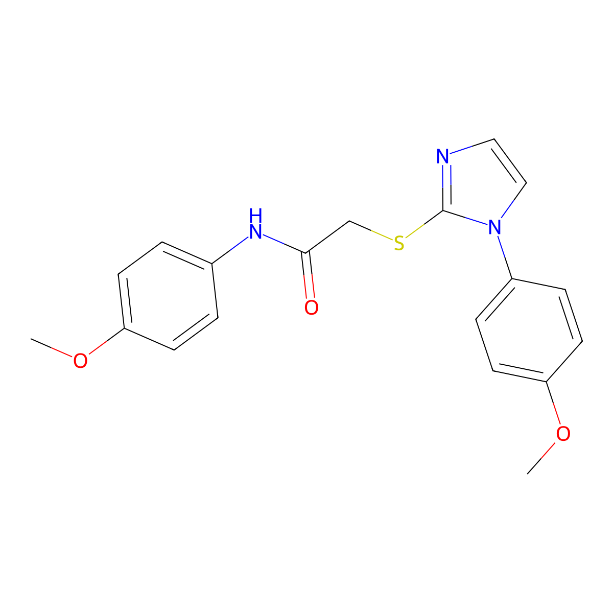 N-(4-methoxyphenyl)-2-((1-(4-methoxyphenyl)-1H-imidazol-2-yl)thio)acetamide molecular structure, CAS 688335-85-5