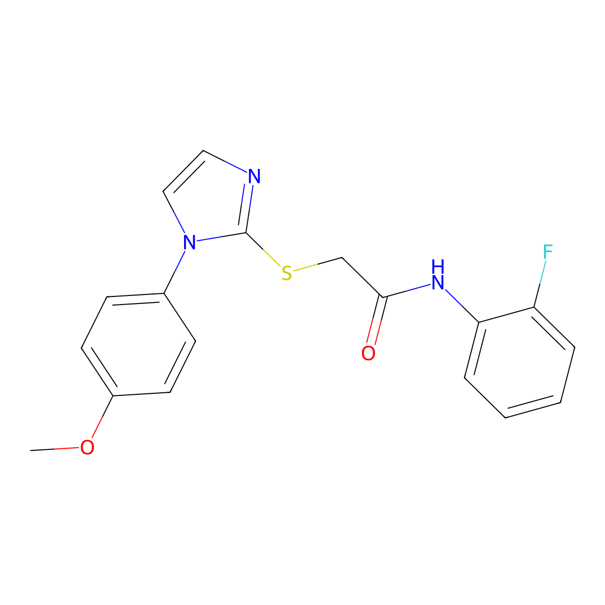 N-(2-fluorophenyl)-2-[1-(4-methoxyphenyl)imidazol-2-yl]sulfanyl-acetamide molecular structure, CAS 688335-87-7