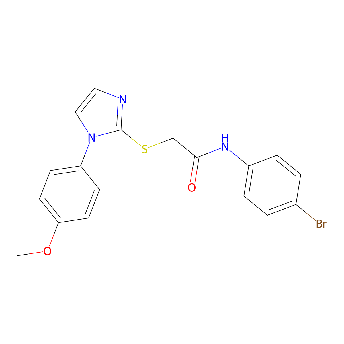 N-(4-bromophenyl)-2-[1-(4-methoxyphenyl)imidazol-2-yl]sulfanylacetamide molecular structure, CAS 688335-88-8