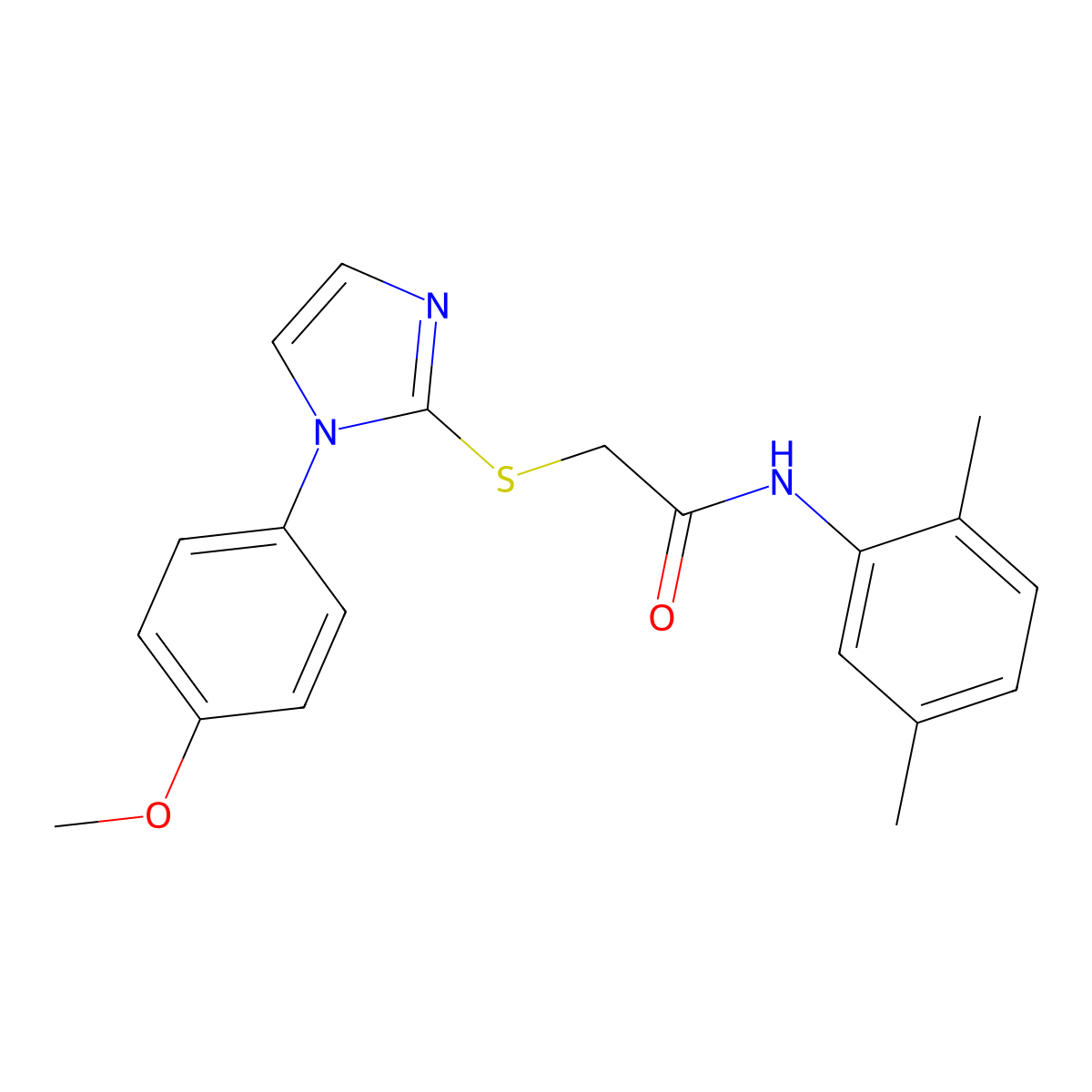 N-(2,5-dimethylphenyl)-2-((1-(4-methoxyphenyl)-1H-imidazol-2-yl)thio)acetamide molecular structure, CAS 688335-92-4