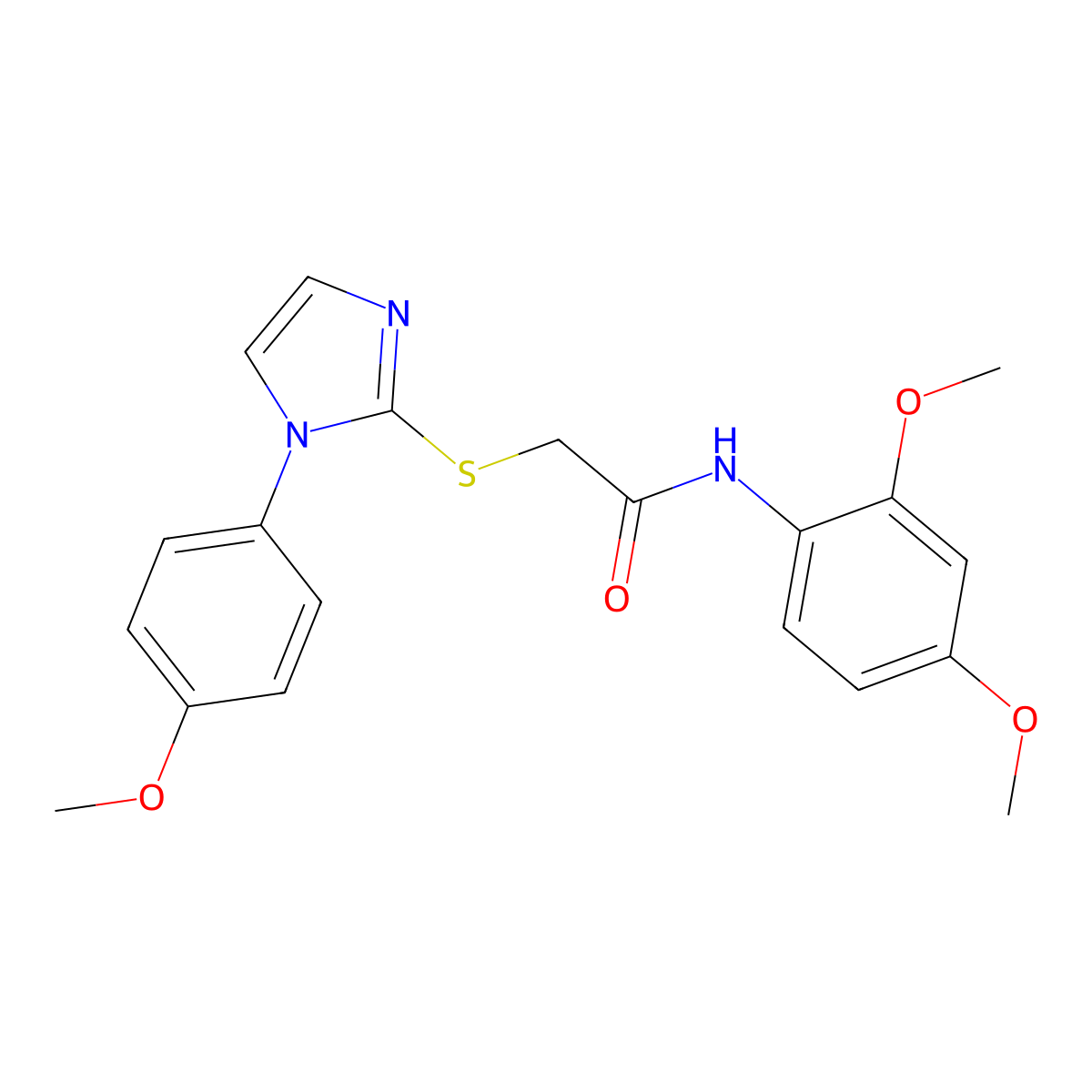 N-(2,4-dimethoxyphenyl)-2-[1-(4-methoxyphenyl)imidazol-2-yl]sulfanylacetamide molecular structure, CAS 688335-95-7