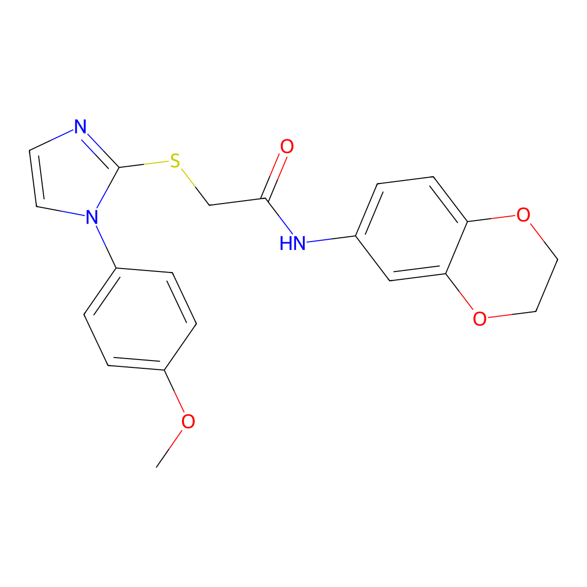 N-(2,3-dihydro-1,4-benzodioxin-6-yl)-2-[1-(4-methoxyphenyl)imidazol-2-yl]sulfanylacetamide molecular structure, CAS 688335-96-8