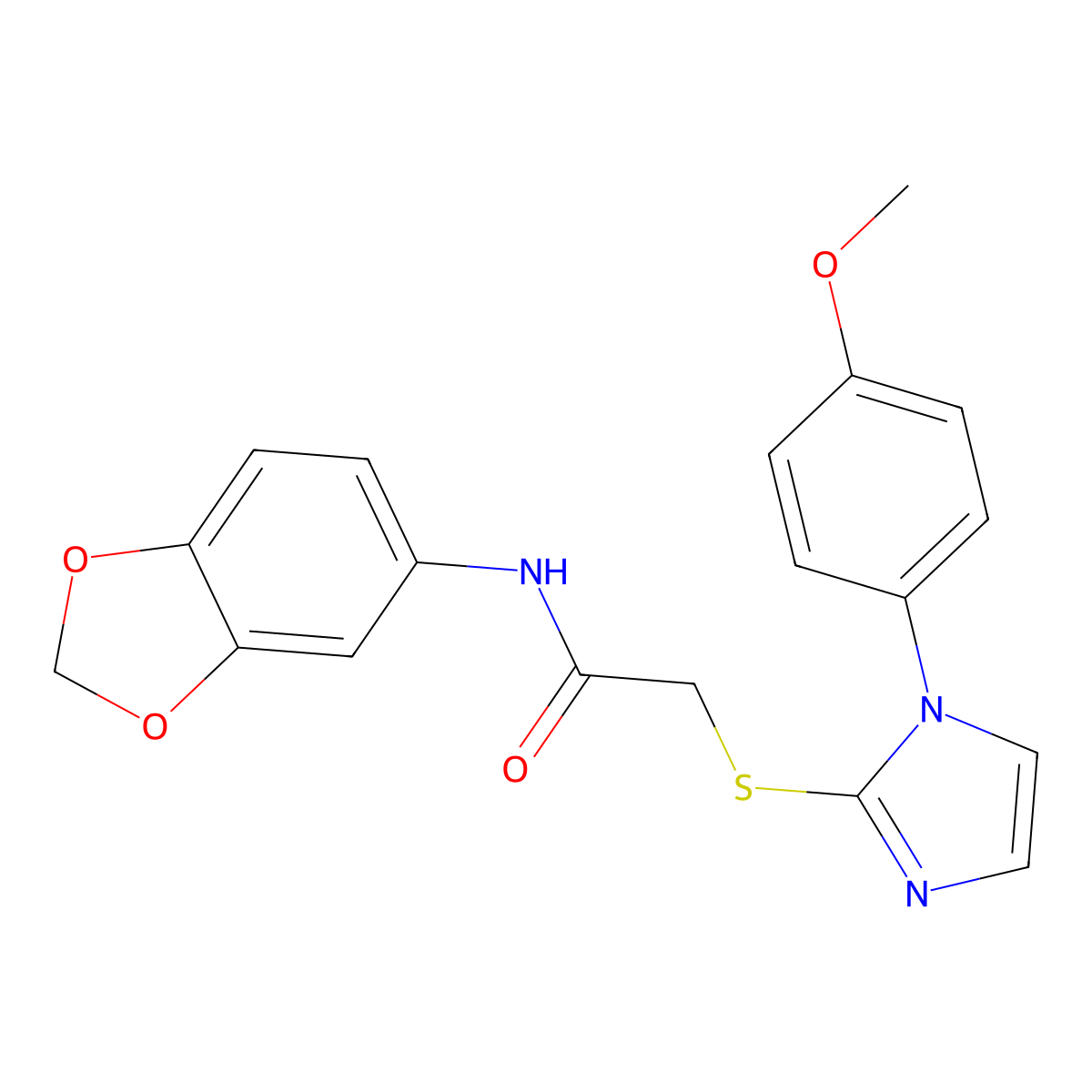 N-(2H-1,3-benzodioxol-5-yl)-2-{[1-(4-methoxyphenyl)-1H-imidazol-2-yl]sulfanyl}acetamide molecular structure, CAS 688335-97-9