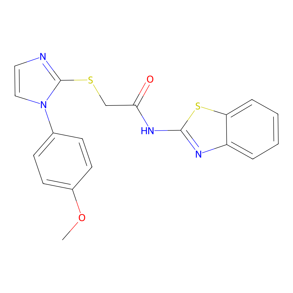 N-(benzo[d]thiazol-2-yl)-2-((1-(4-methoxyphenyl)-1H-imidazol-2-yl)thio)acetamide molecular structure, CAS 688336-00-7