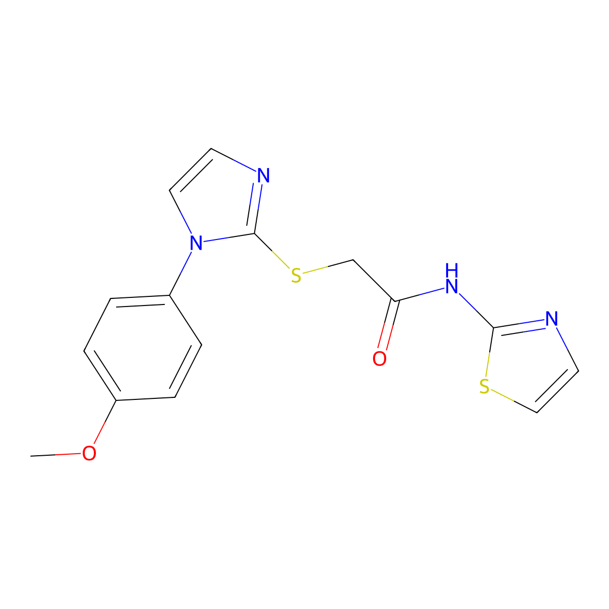 2-((1-(4-methoxyphenyl)-1H-imidazol-2-yl)thio)-N-(thiazol-2-yl)acetamide molecular structure, CAS 688336-01-8