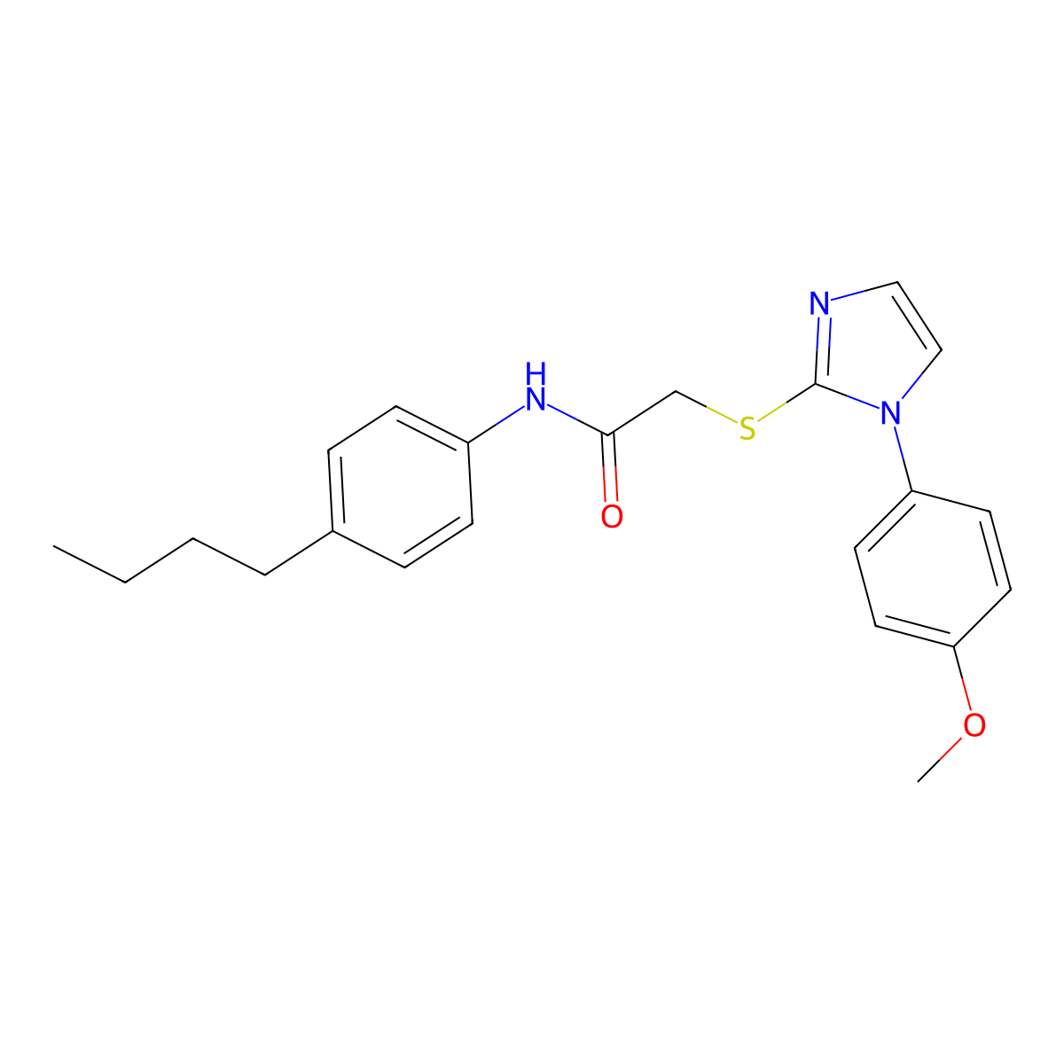 N-(4-butylphenyl)-2-((1-(4-methoxyphenyl)-1H-imidazol-2-yl)thio)acetamide molecular structure, CAS 688336-03-0