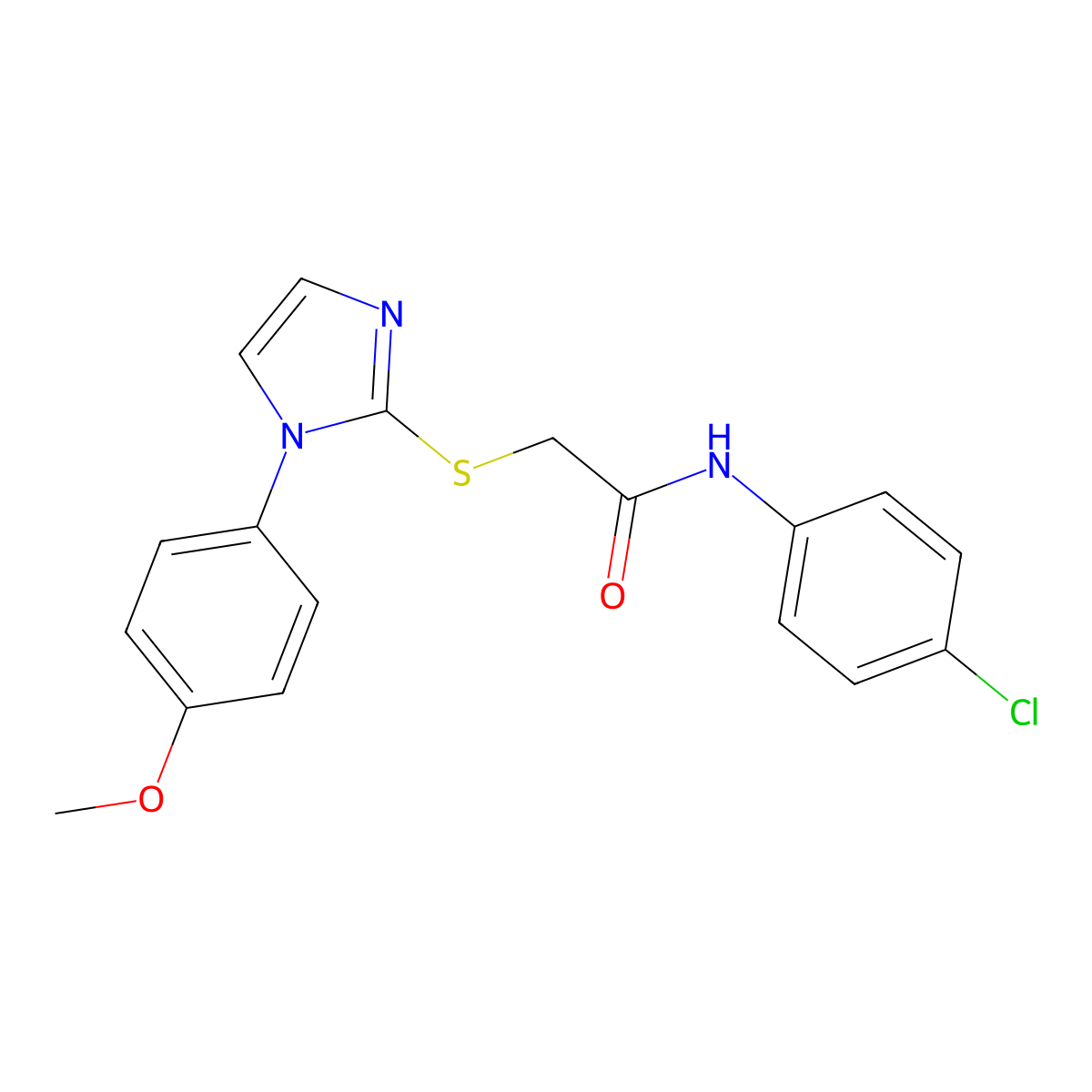 N-(4-chlorophenyl)-2-[1-(4-methoxyphenyl)imidazol-2-yl]sulfanylacetamide molecular structure, CAS 688336-04-1