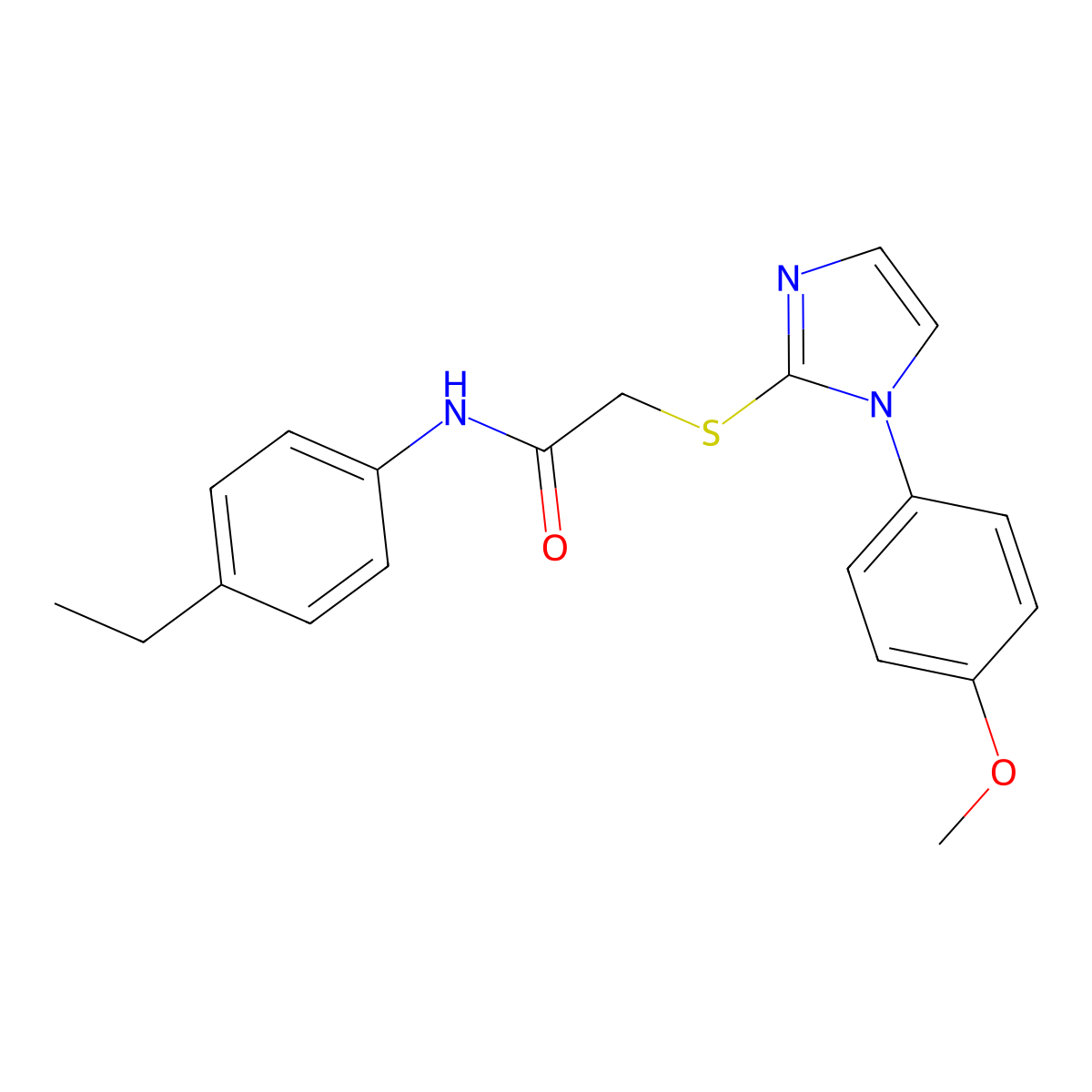 N-(4-ethylphenyl)-2-((1-(4-methoxyphenyl)-1H-imidazol-2-yl)thio)acetamide molecular structure, CAS 688336-07-4