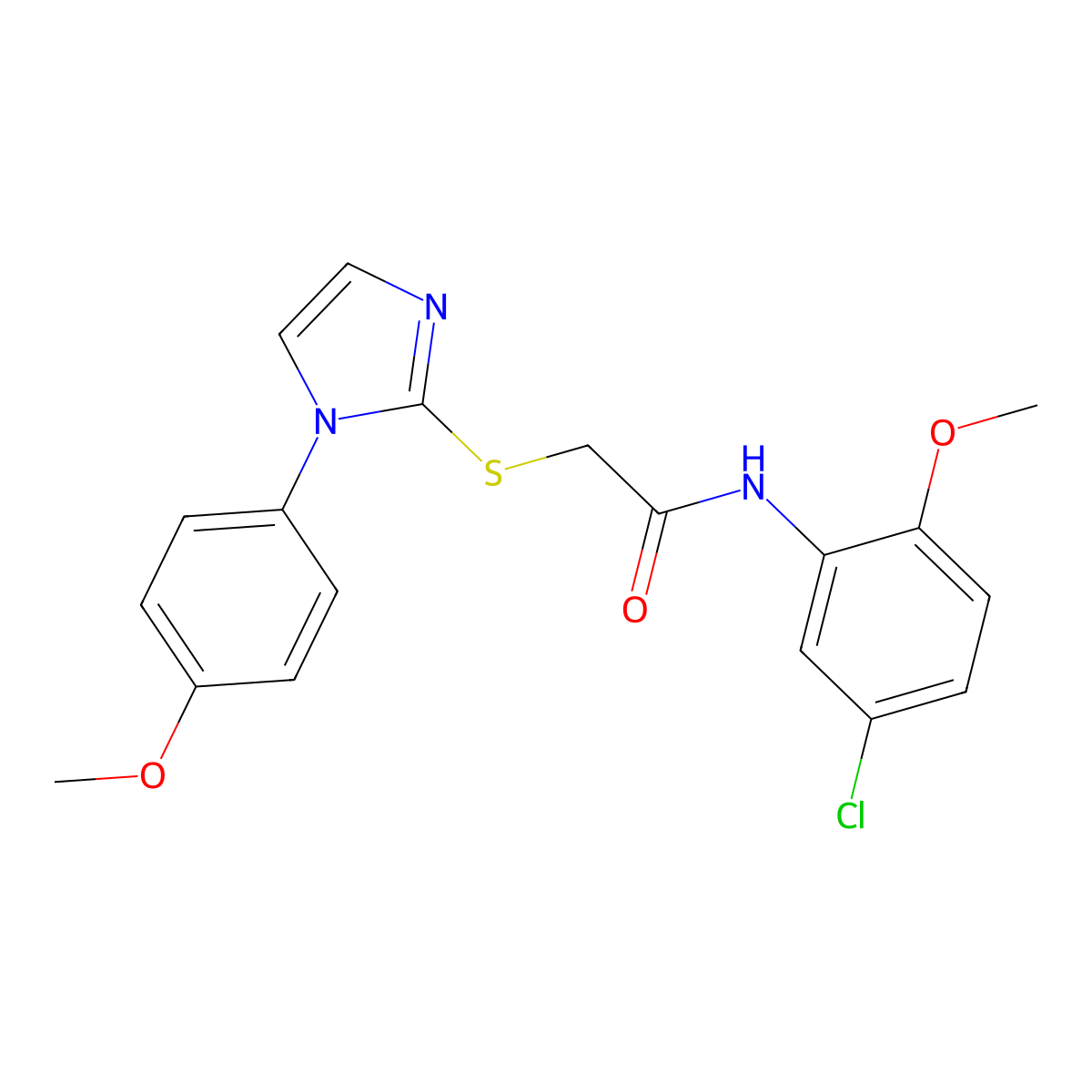 N-(5-chloro-2-methoxyphenyl)-2-((1-(4-methoxyphenyl)-1H-imidazol-2-yl)thio)acetamide molecular structure, CAS 688336-08-5
