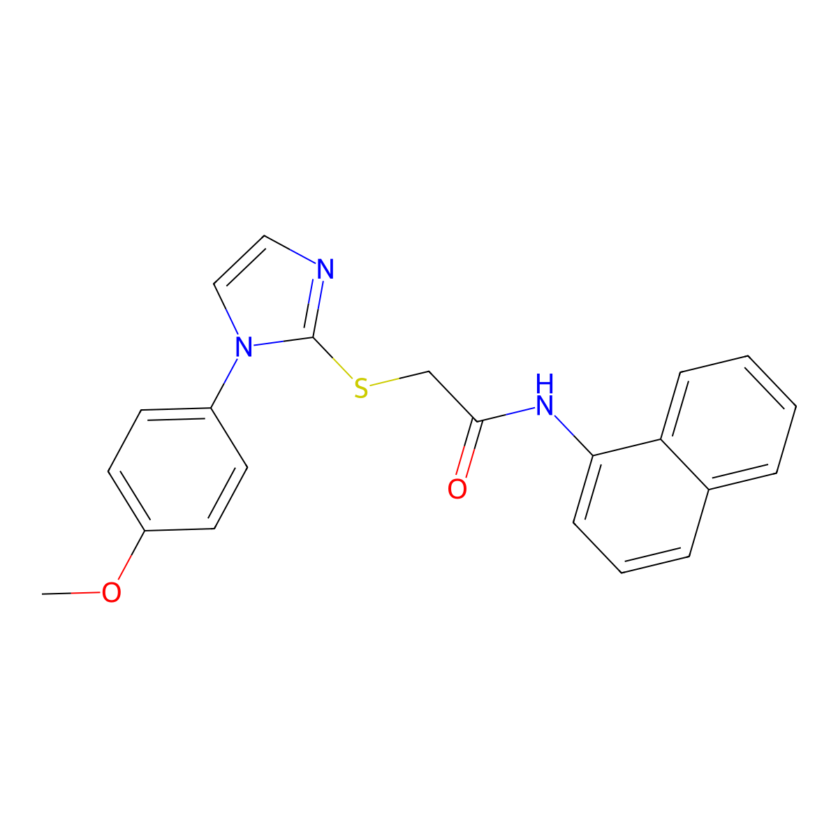 2-((1-(4-methoxyphenyl)-1H-imidazol-2-yl)thio)-N-(naphthalen-1-yl)acetamide molecular structure, CAS 688336-09-6