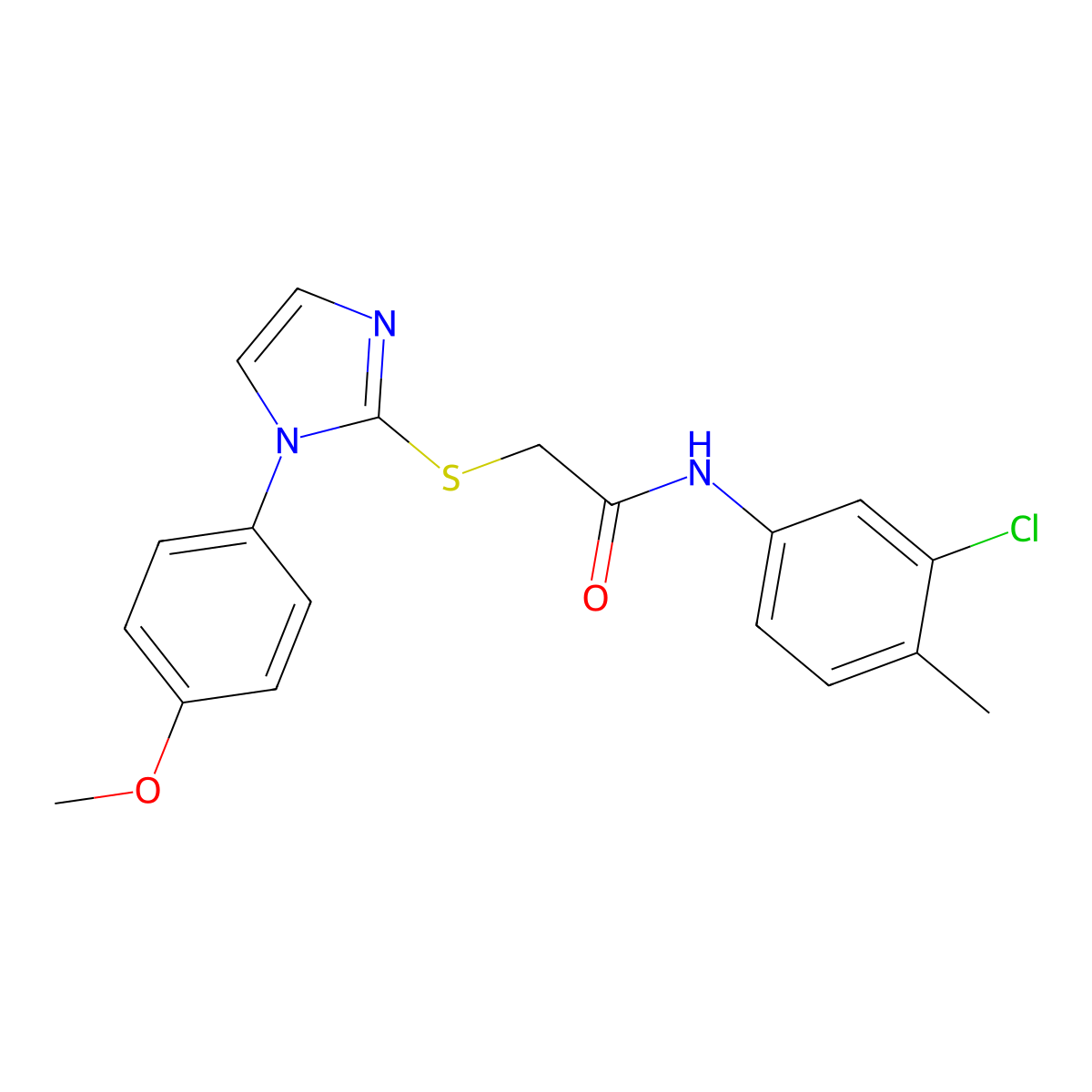N-(3-chloro-4-methylphenyl)-2-[1-(4-methoxyphenyl)imidazol-2-yl]sulfanylacetamide molecular structure, CAS 688336-10-9