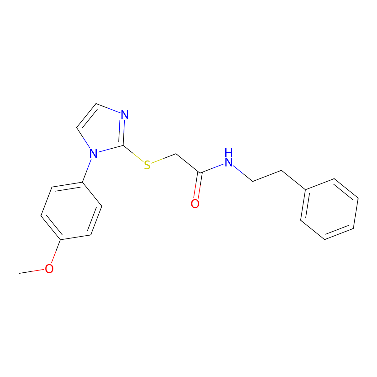 2-((1-(4-methoxyphenyl)-1H-imidazol-2-yl)thio)-N-phenethylacetamide molecular structure, CAS 688336-13-2