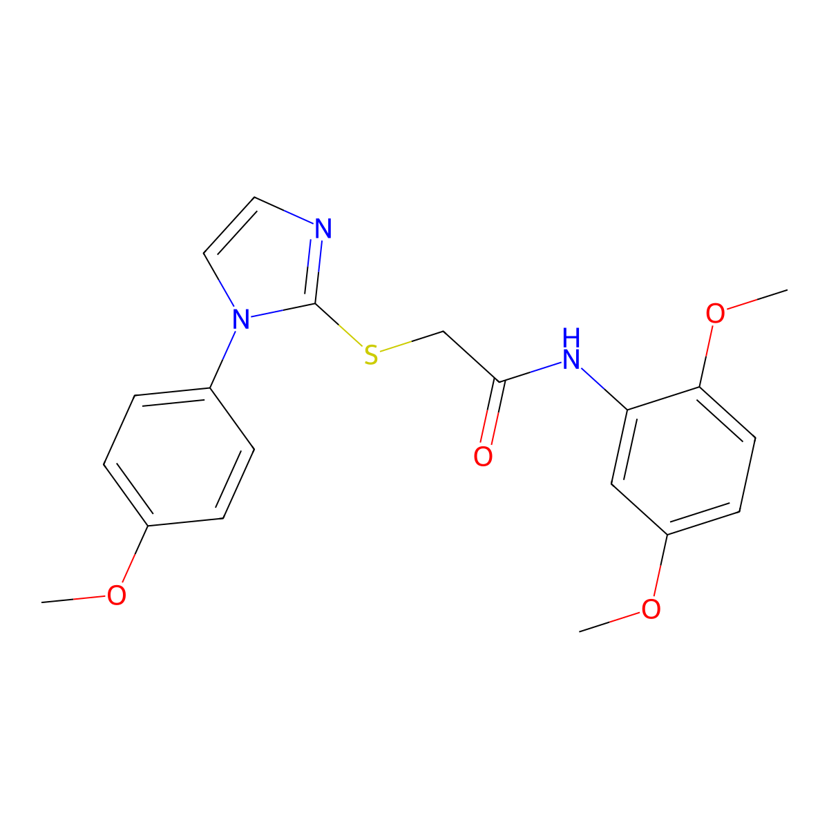 N-(2,5-dimethoxyphenyl)-2-[1-(4-methoxyphenyl)imidazol-2-yl]sulfanylacetamide molecular structure, CAS 688336-15-4
