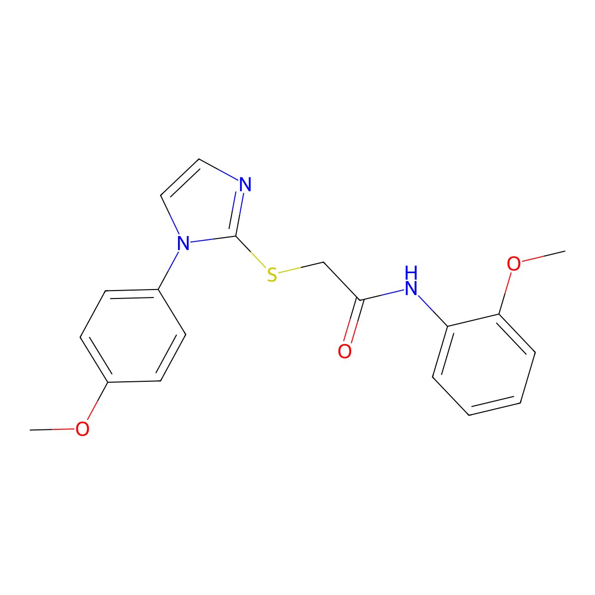 N-(2-methoxyphenyl)-2-((1-(4-methoxyphenyl)-1H-imidazol-2-yl)thio)acetamide molecular structure, CAS 688336-17-6