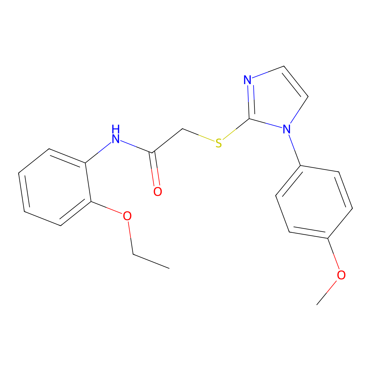 N-(2-ethoxyphenyl)-2-((1-(4-methoxyphenyl)-1H-imidazol-2-yl)thio)acetamide molecular structure, CAS 688336-18-7