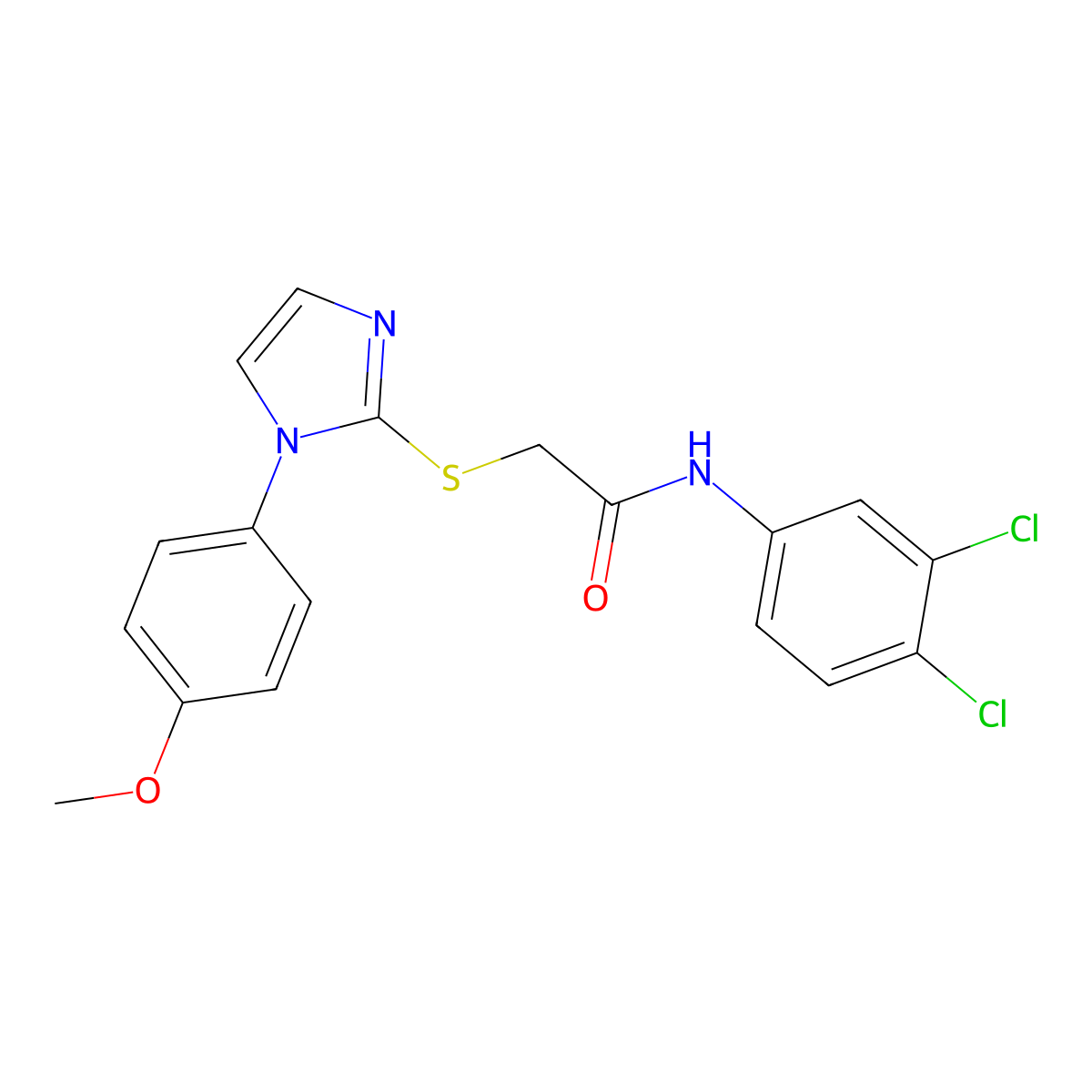 N-(3,4-dichlorophenyl)-2-[1-(4-methoxyphenyl)imidazol-2-yl]sulfanylacetamide molecular structure, CAS 688336-19-8