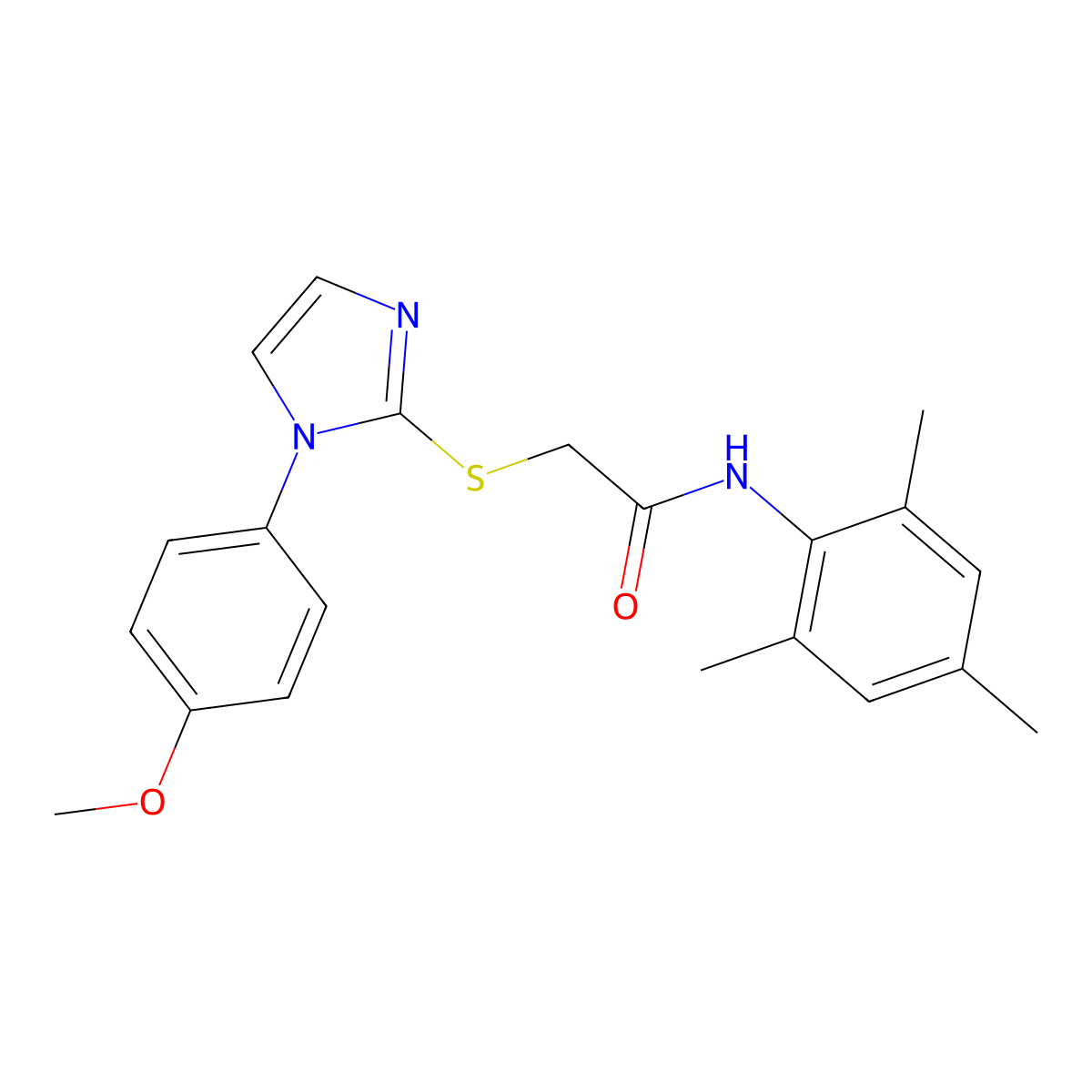 N-mesityl-2-((1-(4-methoxyphenyl)-1H-imidazol-2-yl)thio)acetamide molecular structure, CAS 688336-20-1