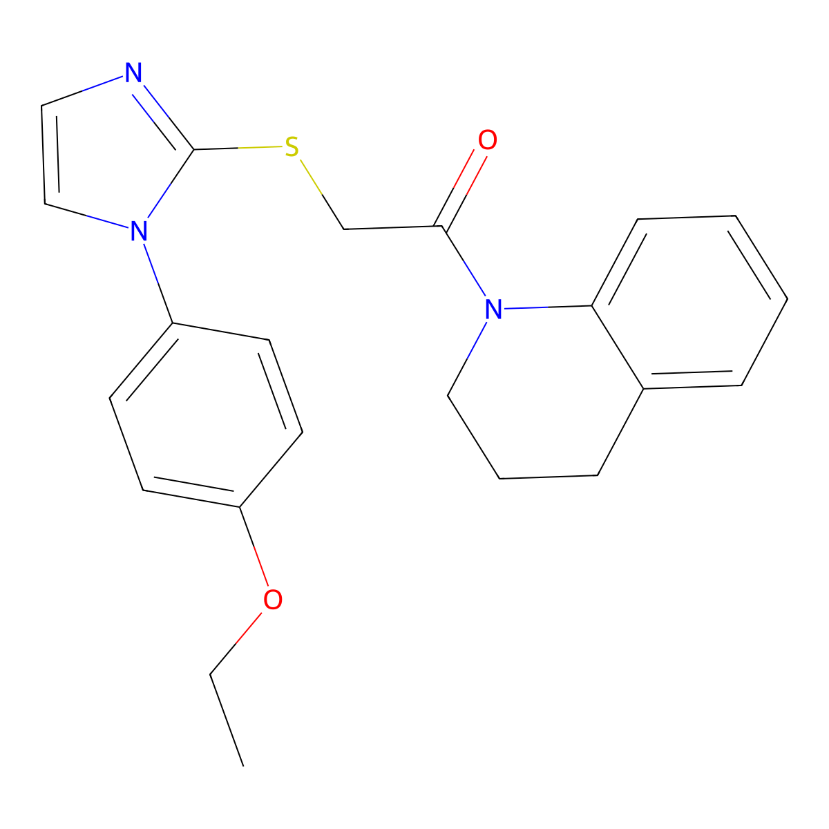 1-(3,4-dihydro-2H-quinolin-1-yl)-2-[[1-(4-ethoxyphenyl)-2-imidazolyl]thio]ethanone molecular structure, CAS 688336-21-2