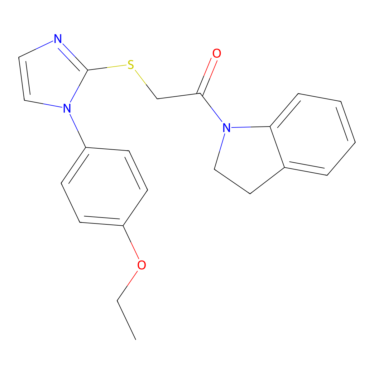 2-((1-(4-ethoxyphenyl)-1H-imidazol-2-yl)thio)-1-(indolin-1-yl)ethanone molecular structure, CAS 688336-22-3