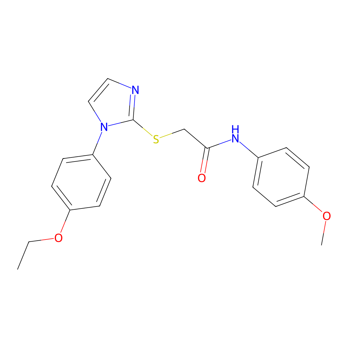 2-((1-(4-ethoxyphenyl)-1H-imidazol-2-yl)thio)-N-(4-methoxyphenyl)acetamide molecular structure, CAS 688336-28-9
