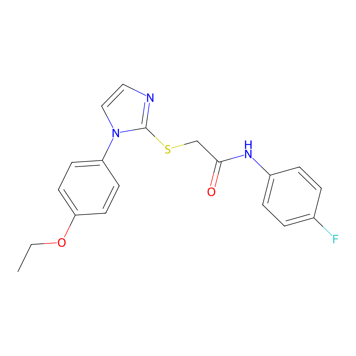 2-((1-(4-ethoxyphenyl)-1H-imidazol-2-yl)thio)-N-(4-fluorophenyl)acetamide molecular structure, CAS 688336-29-0