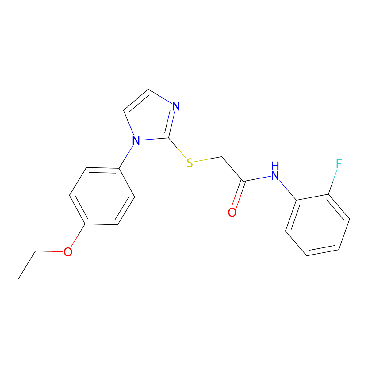 2-((1-(4-ethoxyphenyl)-1H-imidazol-2-yl)thio)-N-(2-fluorophenyl)acetamide molecular structure, CAS 688336-30-3
