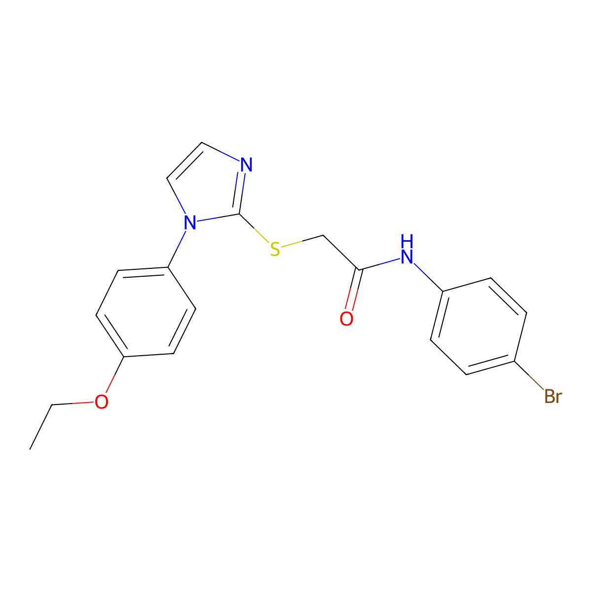 N-(4-bromophenyl)-2-[1-(4-ethoxyphenyl)imidazol-2-yl]sulfanylacetamide molecular structure, CAS 688336-31-4