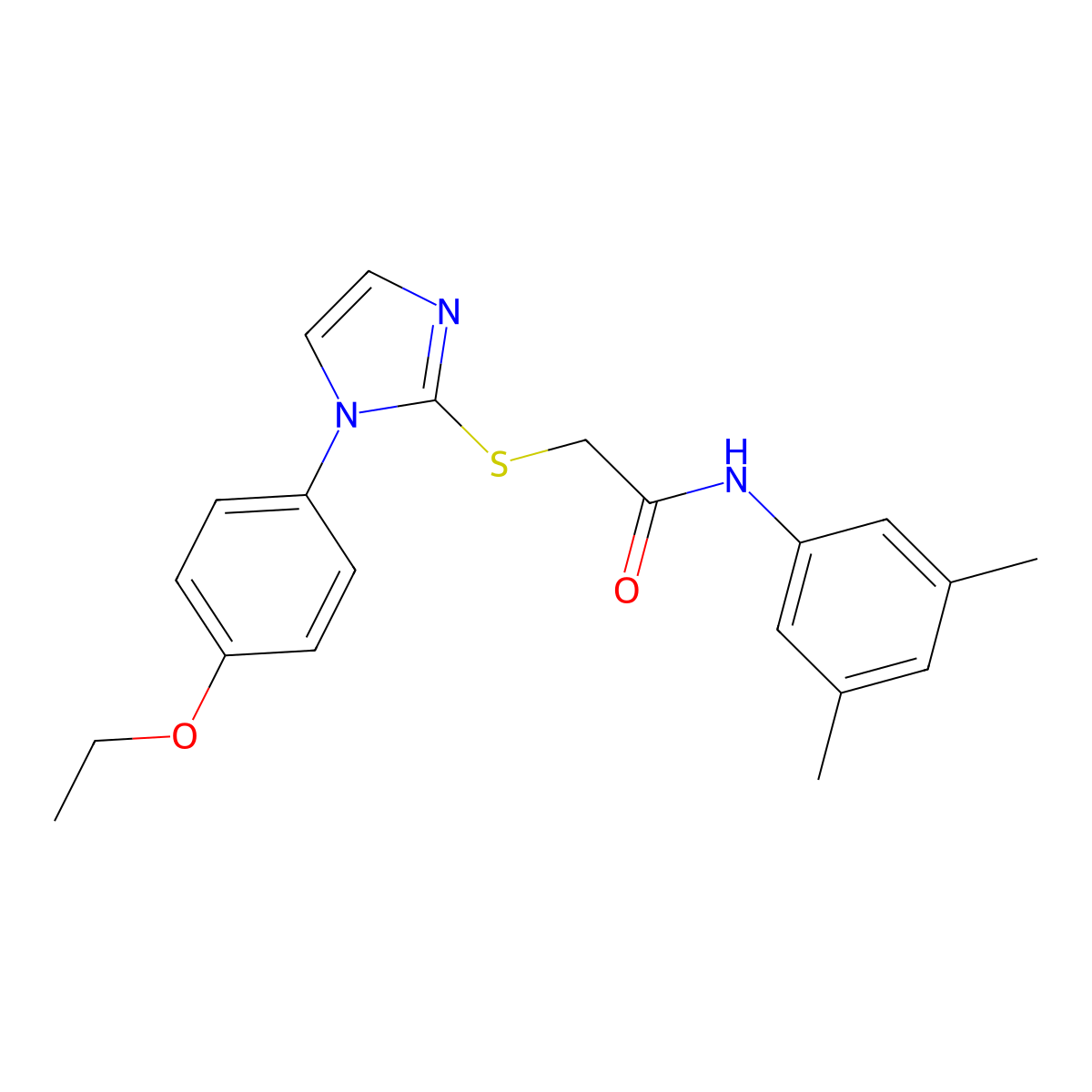 N-(3,5-dimethylphenyl)-2-((1-(4-ethoxyphenyl)-1H-imidazol-2-yl)thio)acetamide molecular structure, CAS 688336-38-1