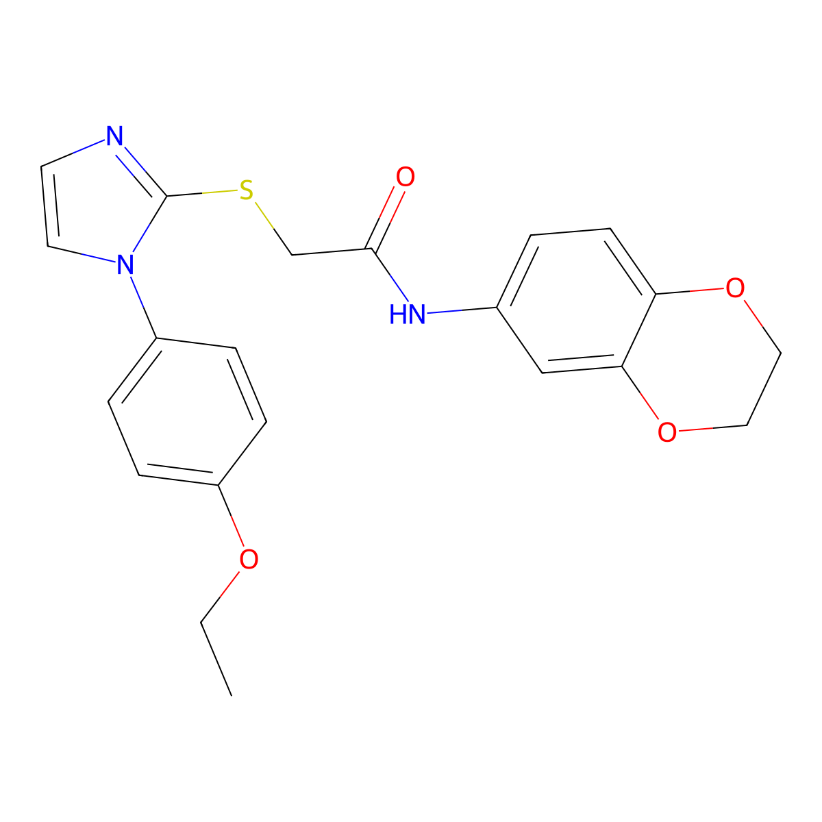 N-(2,3-dihydro-1,4-benzodioxin-6-yl)-2-[1-(4-ethoxyphenyl)imidazol-2-yl]sulfanylacetamide molecular structure, CAS 688336-40-5