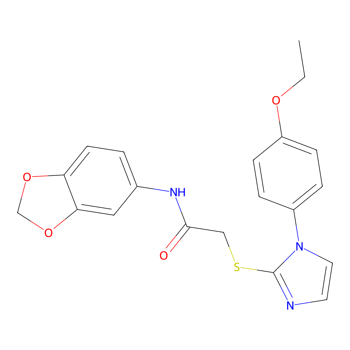 N-(benzo[d][1,3]dioxol-5-yl)-2-((1-(4-ethoxyphenyl)-1H-imidazol-2-yl)thio)acetamide molecular structure, CAS 688336-41-6