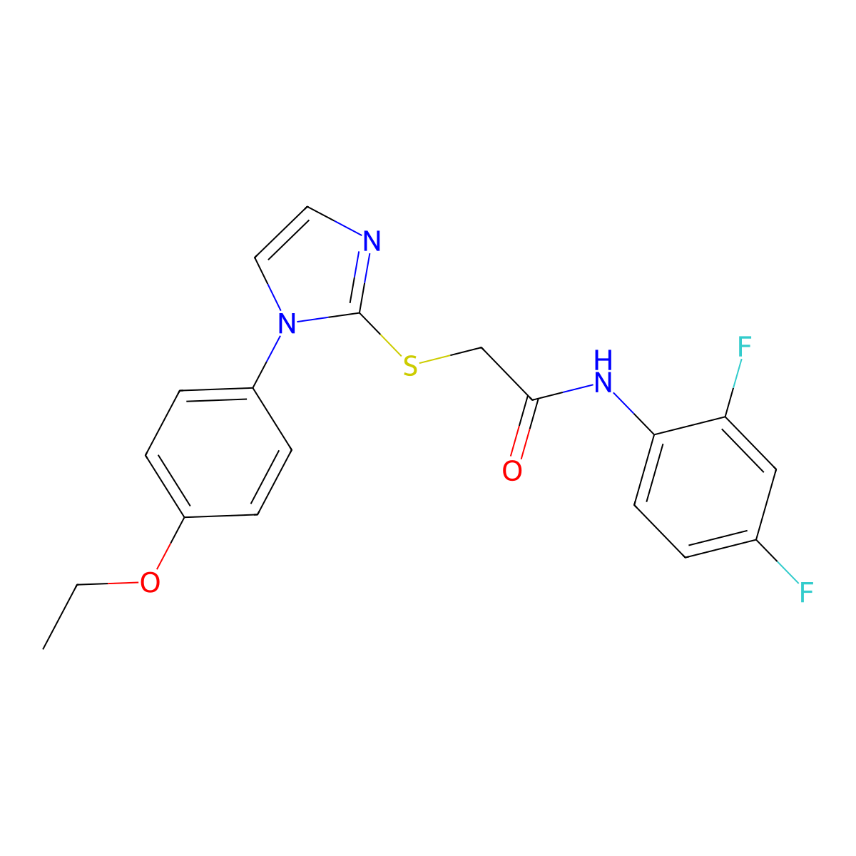 N-(2,4-difluorophenyl)-2-((1-(4-ethoxyphenyl)-1H-imidazol-2-yl)thio)acetamide molecular structure, CAS 688336-42-7