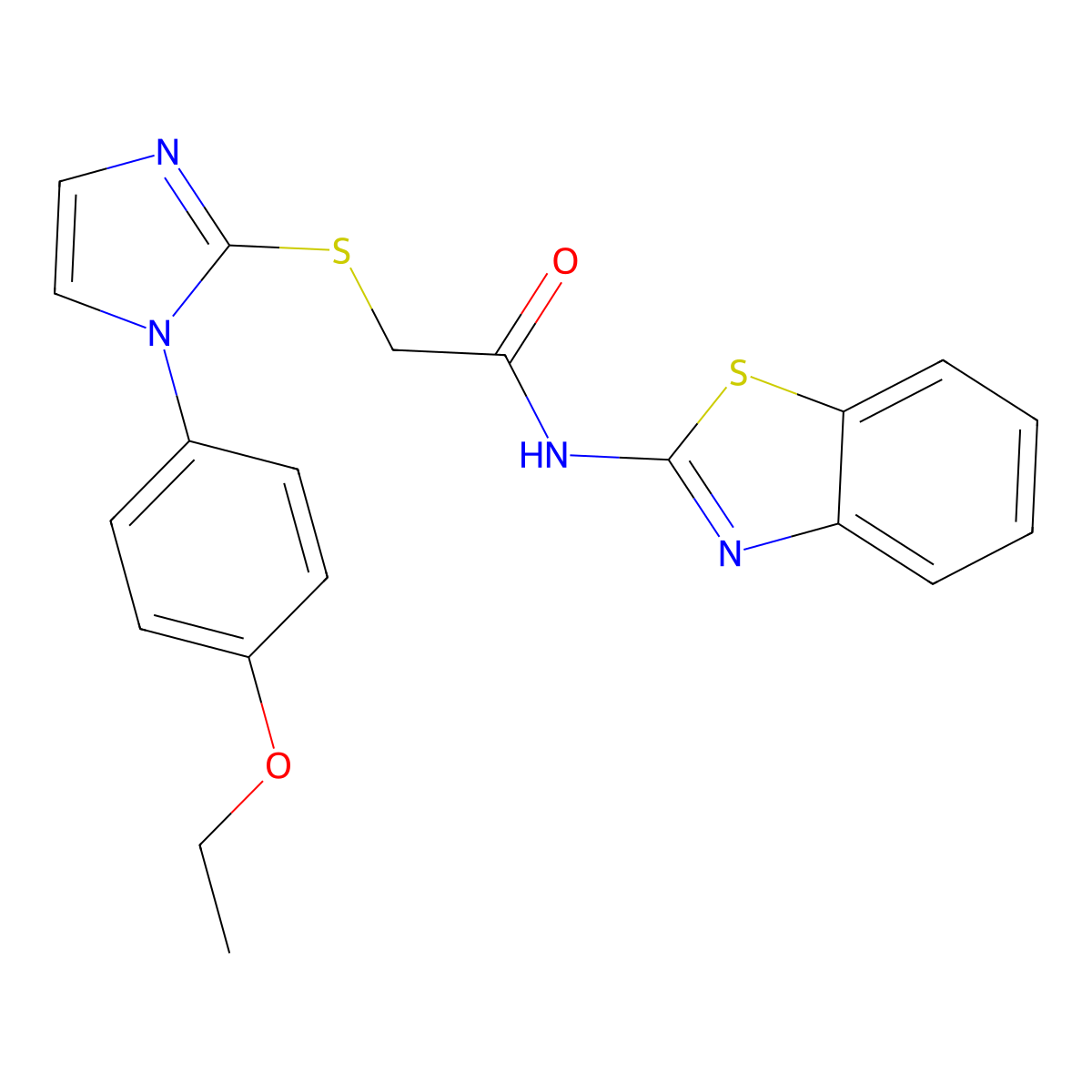 N-(1,3-benzothiazol-2-yl)-2-[1-(4-ethoxyphenyl)imidazol-2-yl]sulfanylacetamide molecular structure, CAS 688336-44-9