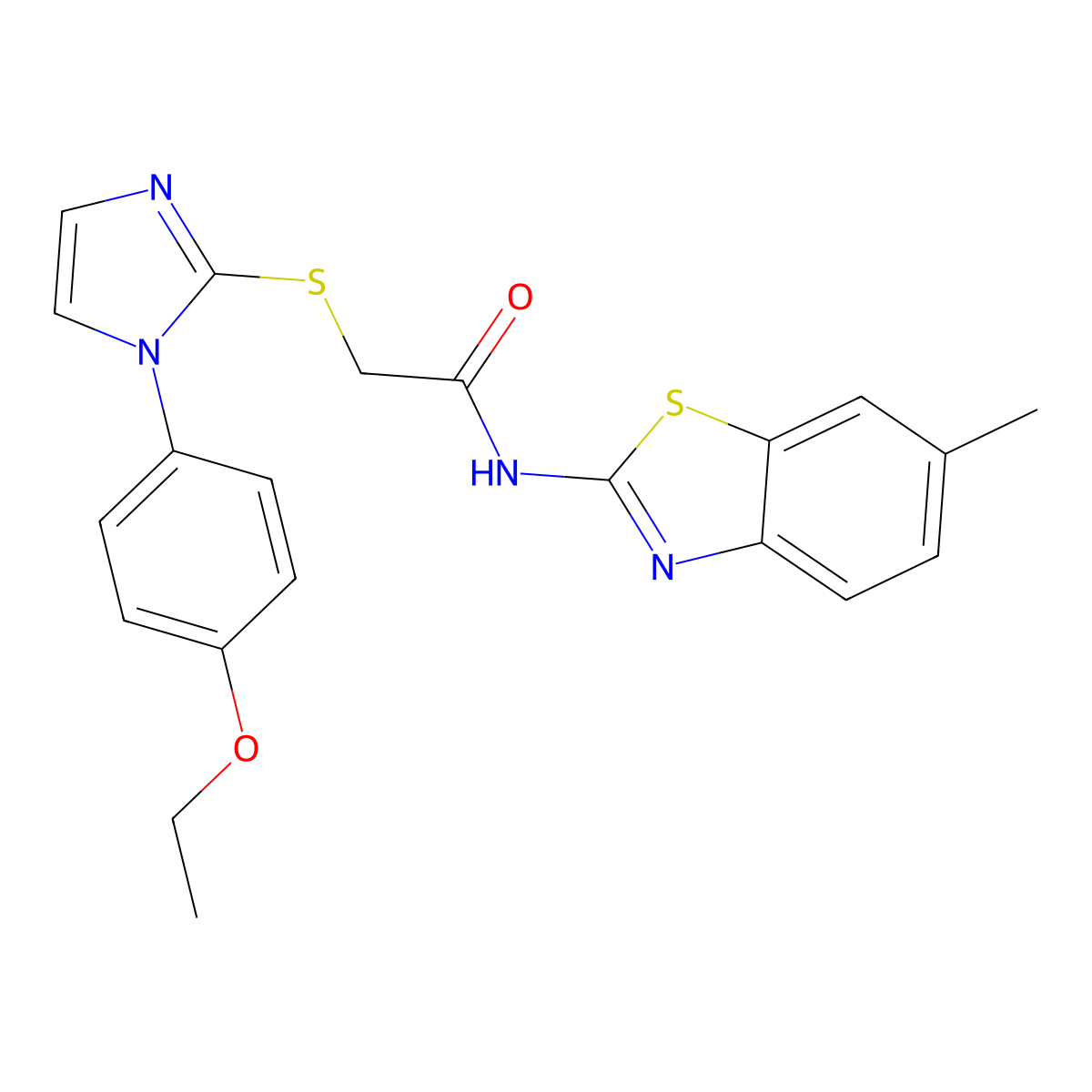 2-((1-(4-ethoxyphenyl)-1H-imidazol-2-yl)thio)-N-(6-methylbenzo[d]thiazol-2-yl)acetamide molecular structure, CAS 688336-45-0
