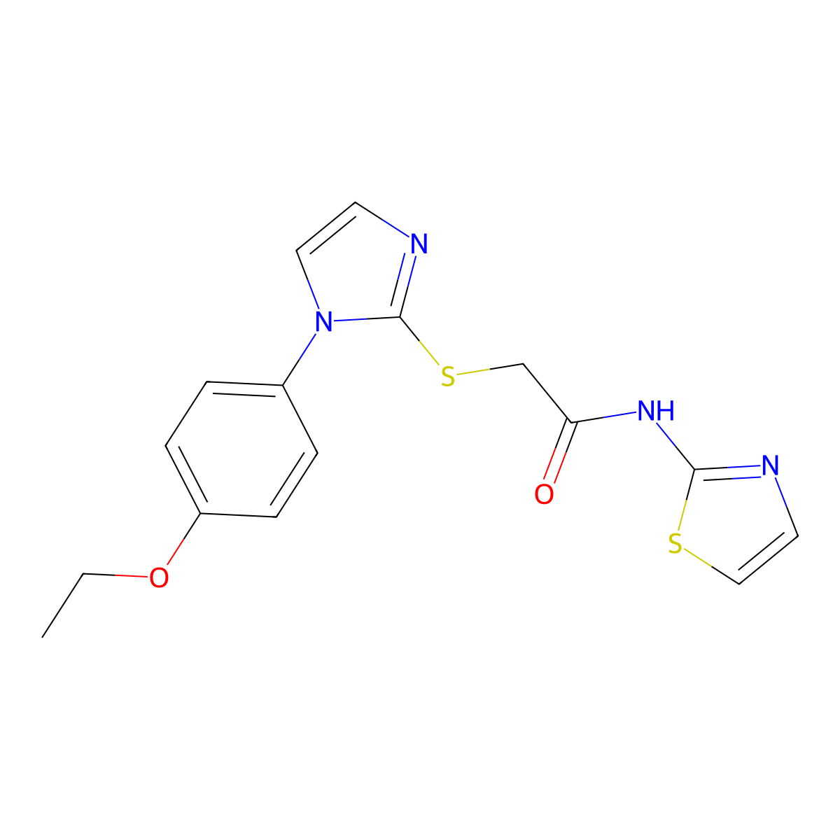 2-((1-(4-ethoxyphenyl)-1H-imidazol-2-yl)thio)-N-(thiazol-2-yl)acetamide molecular structure, CAS 688336-46-1
