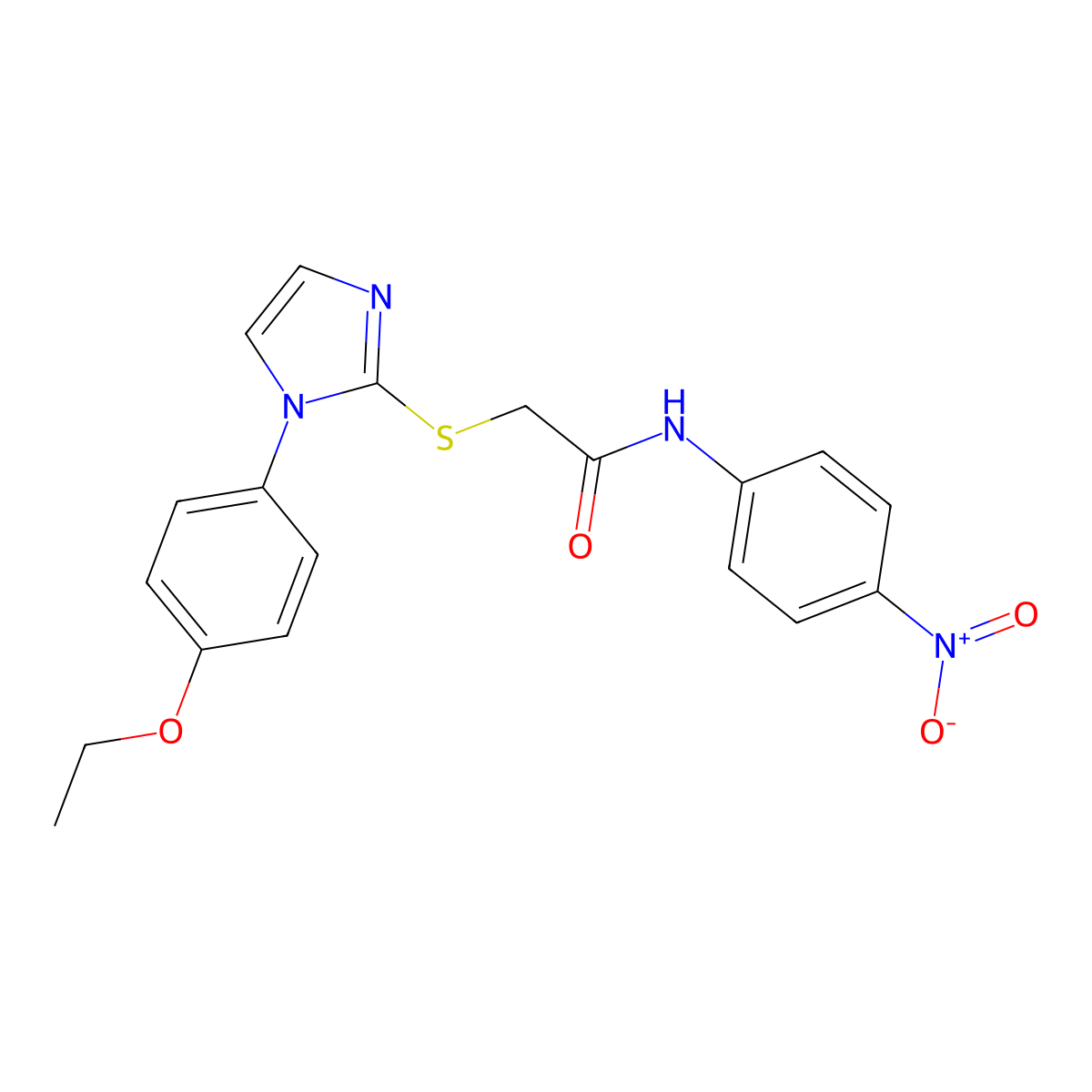 2-((1-(4-ethoxyphenyl)-1H-imidazol-2-yl)thio)-N-(4-nitrophenyl)acetamide molecular structure, CAS 688336-47-2