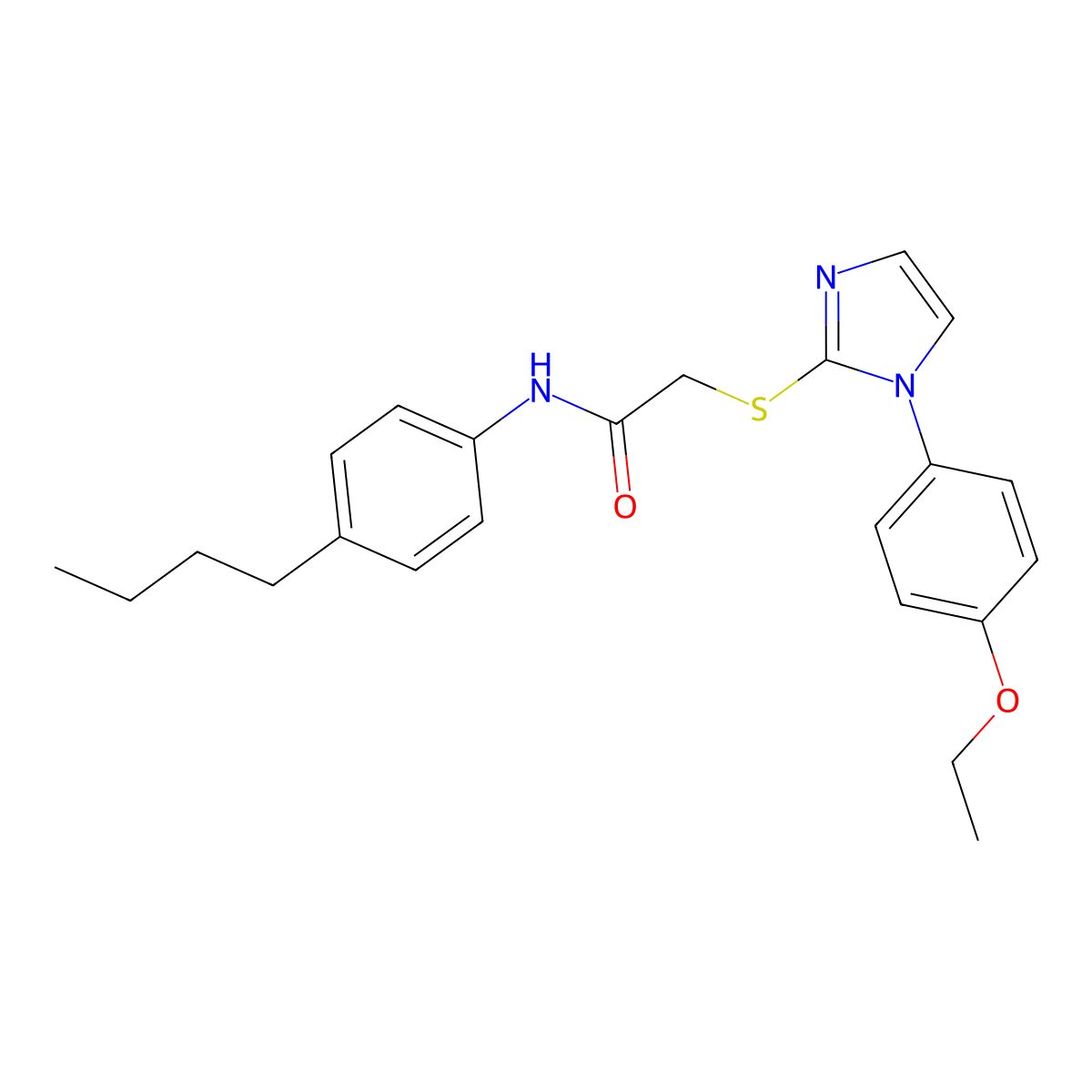 N-(4-butylphenyl)-2-((1-(4-ethoxyphenyl)-1H-imidazol-2-yl)thio)acetamide molecular structure, CAS 688336-48-3