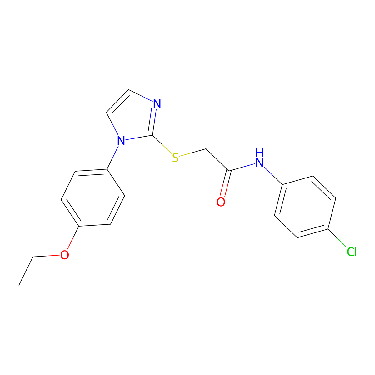 N-(4-chlorophenyl)-2-[1-(4-ethoxyphenyl)imidazol-2-yl]sulfanylacetamide molecular structure, CAS 688336-49-4