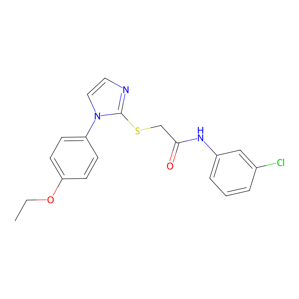 N-(3-chlorophenyl)-2-((1-(4-ethoxyphenyl)-1H-imidazol-2-yl)thio)acetamide molecular structure, CAS 688336-50-7