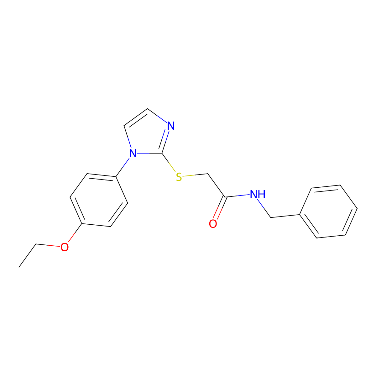 N-benzyl-2-[1-(4-ethoxyphenyl)imidazol-2-yl]sulfanylacetamide molecular structure, CAS 688336-56-3