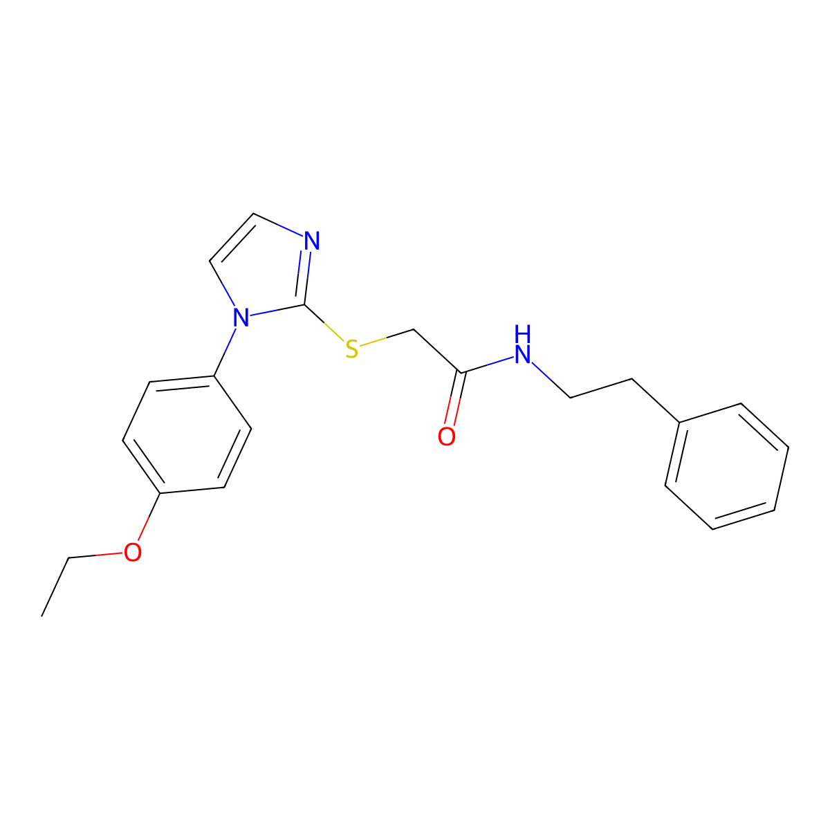2-((1-(4-ethoxyphenyl)-1H-imidazol-2-yl)thio)-N-phenethylacetamide molecular structure, CAS 688336-58-5