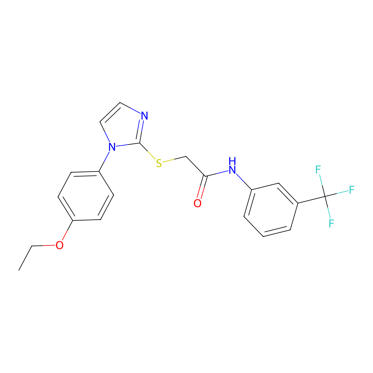 2-[1-(4-ethoxyphenyl)imidazol-2-yl]sulfanyl-N-[3-(trifluoromethyl)phenyl]acetamide molecular structure, CAS 688336-59-6