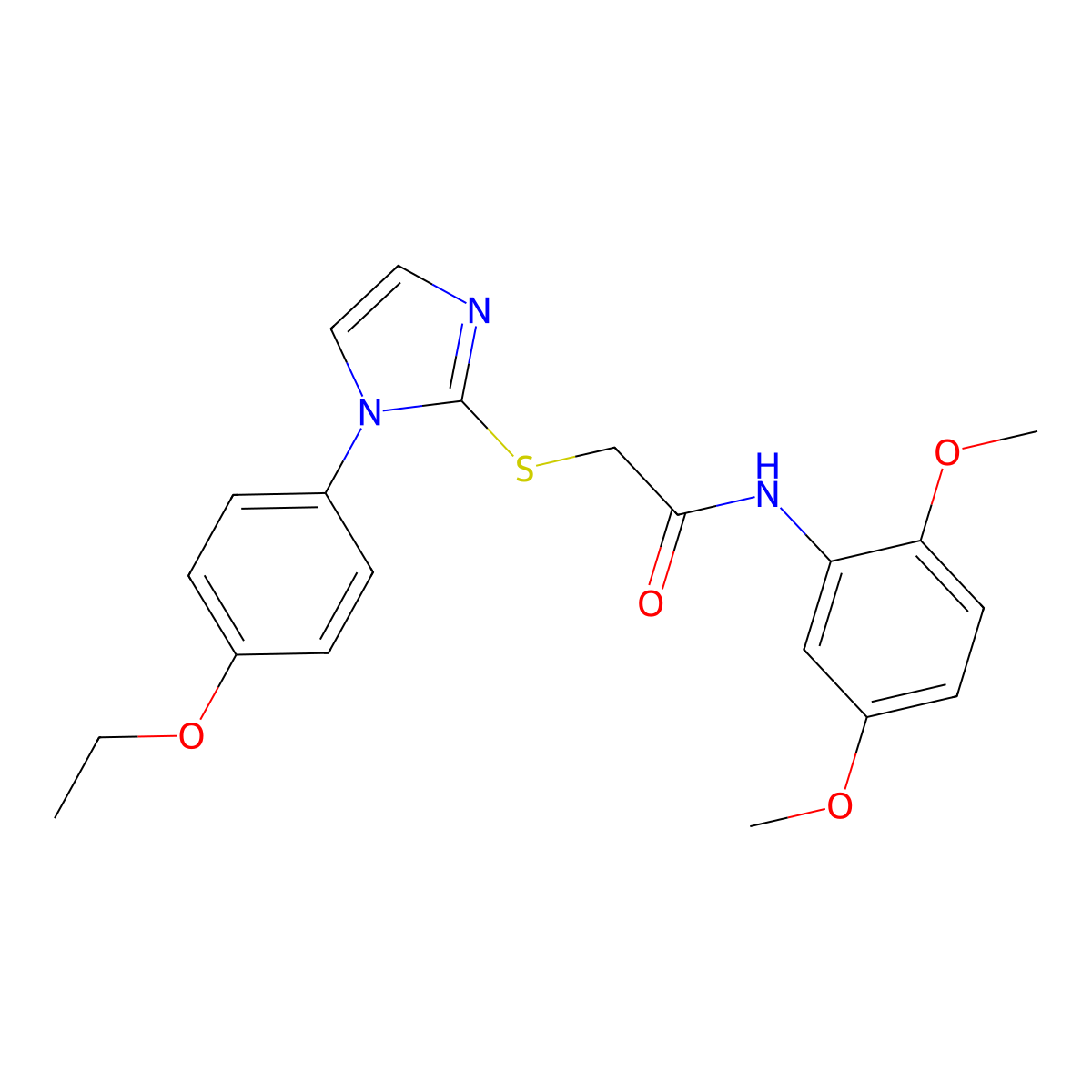 N-(2,5-dimethoxyphenyl)-2-((1-(4-ethoxyphenyl)-1H-imidazol-2-yl)thio)acetamide molecular structure, CAS 688336-60-9