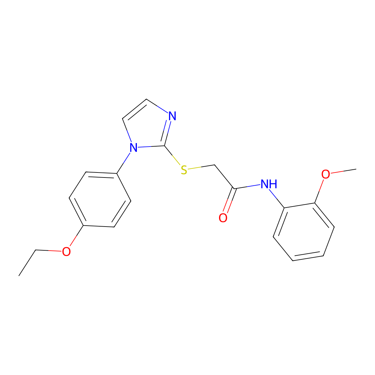 2-((1-(4-ethoxyphenyl)-1H-imidazol-2-yl)thio)-N-(2-methoxyphenyl)acetamide molecular structure, CAS 688336-62-1